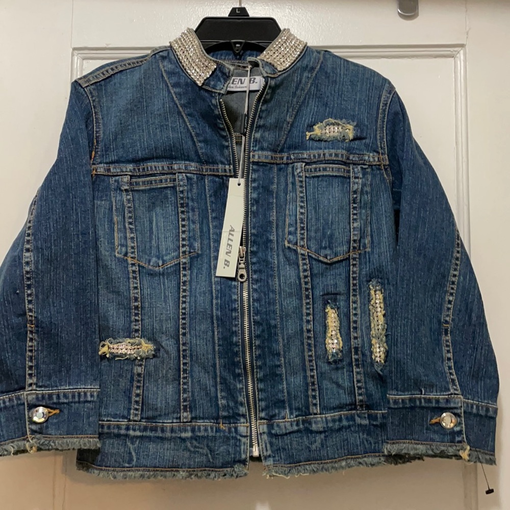 Allen B Rhinestone embellished jean jacket NWT